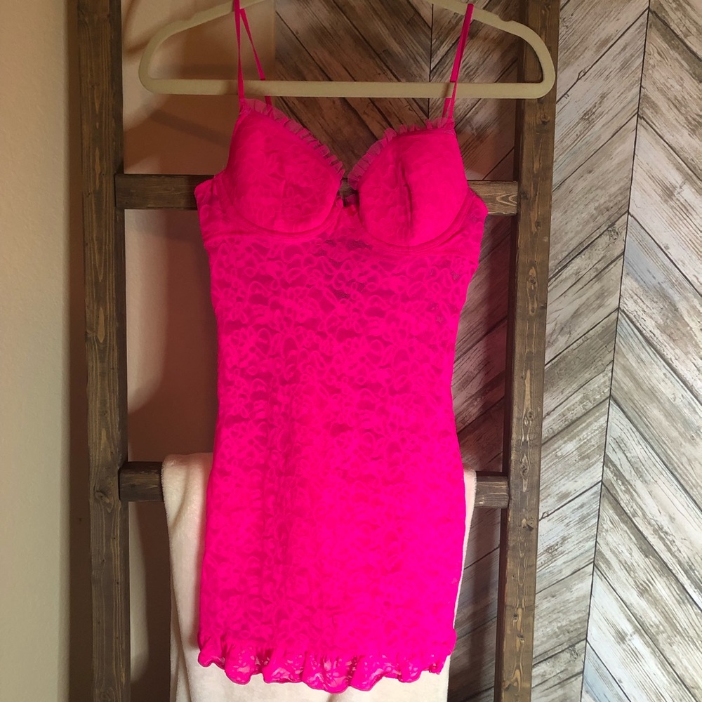 Victoria Secret The Lacie Hot Pink Teddy Size M